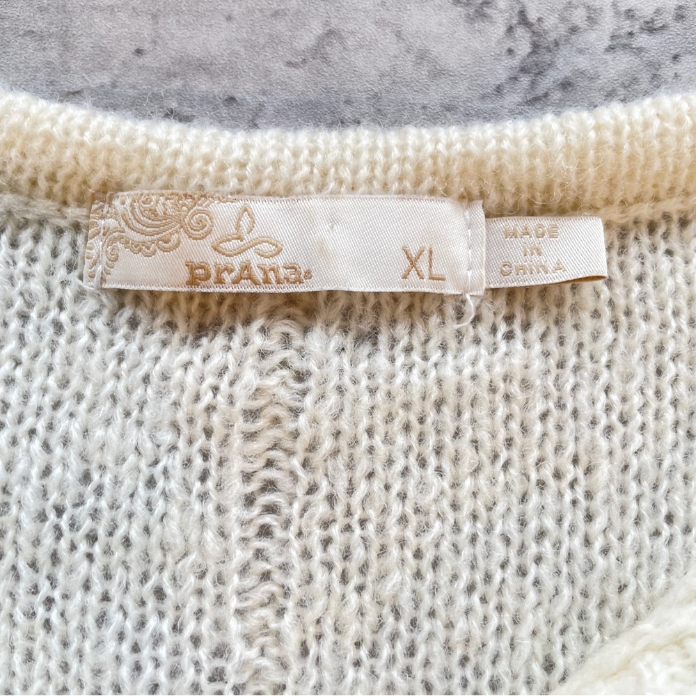 Prana Shelby Tassel Tunic Sweater, Cream, Size XL - Picture 4 of 9